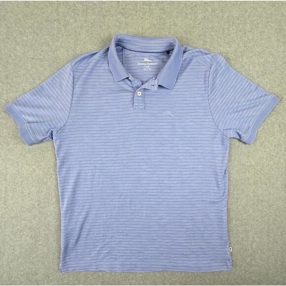 Tommy Bahama Shirt Mens Size Large Blue Stripe Polo - Picture 1 of 16